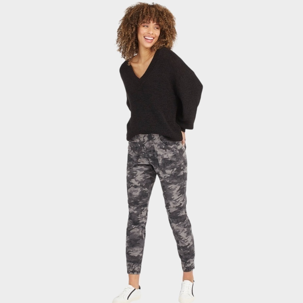 Spanx Stretch Twill Cargo Jogger Blackwash Camo NWT